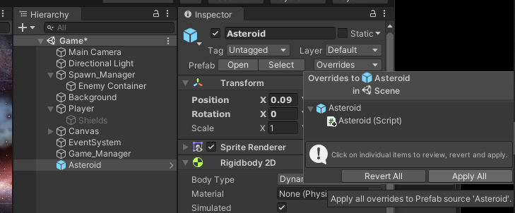 Asteroid Overrides